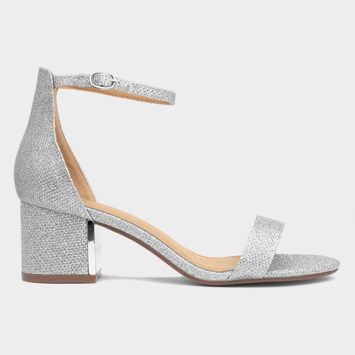 Truffle Halla Womens Silver Shimmer Heeled Sandal