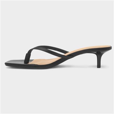 Truffle Dua Womens Black Heeled Toe Post Sandal