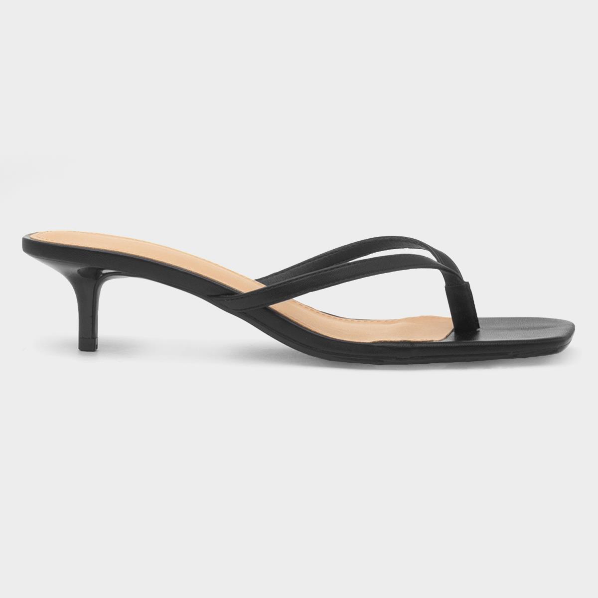 Truffle Dua Womens Black Heeled Toe Post Sandal