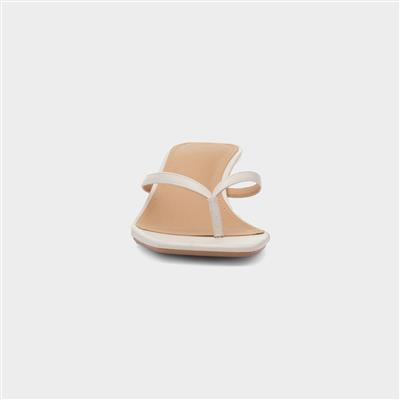 Truffle Dua Womens White Heeled Toe Post Sandal