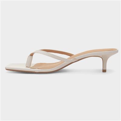 Truffle Dua Womens White Heeled Toe Post Sandal