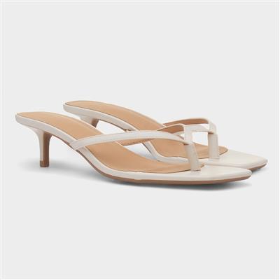 Truffle Dua Womens White Heeled Toe Post Sandal