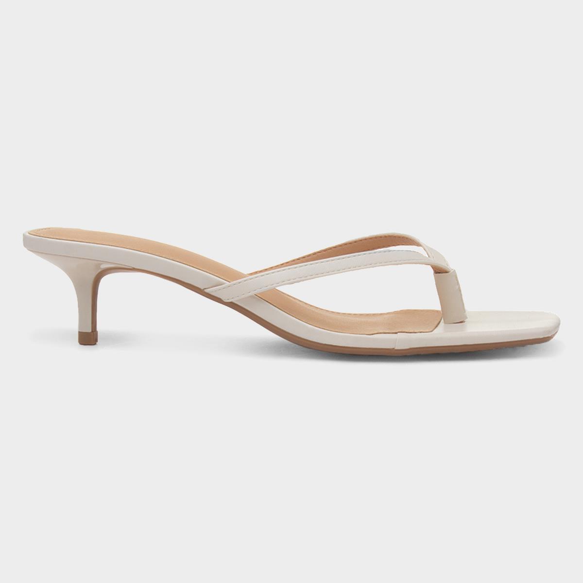 Truffle Dua Womens White Heeled Toe Post Sandal