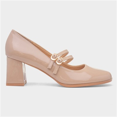 Mira Womens Nude Double Buckle Heel