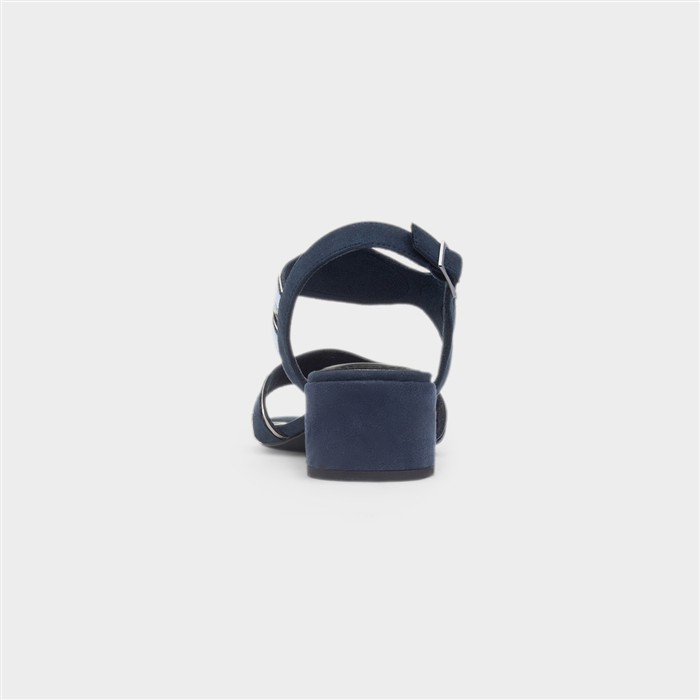 Womens Navy Buckle Vegan Heels