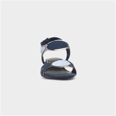 Womens Navy Buckle Vegan Heels
