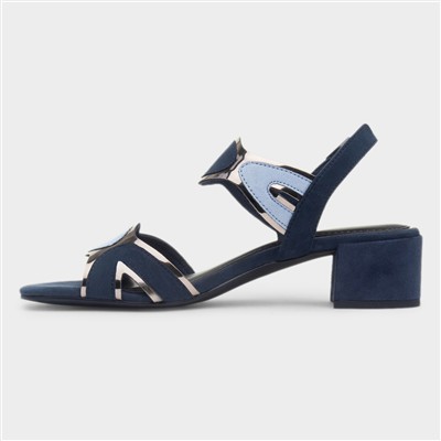Womens Navy Buckle Vegan Heels