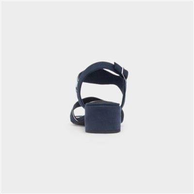 Womens Navy Buckle Vegan Heels