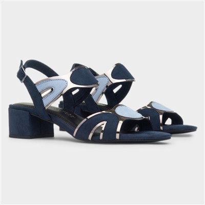 Womens Navy Buckle Vegan Heels
