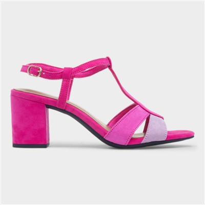 Womens Pink Buckle Vegan Heels