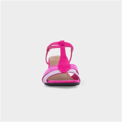 Womens Pink Buckle Vegan Heels