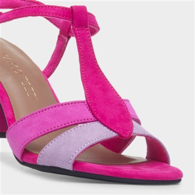 Womens Pink Buckle Vegan Heels
