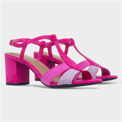 Womens Pink Buckle Vegan Heels