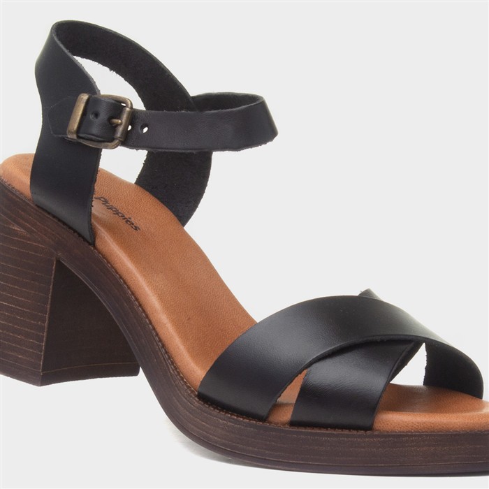 Georgia Womens Black Leather Heel