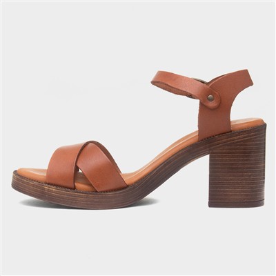 Georgia Womens Tan Leather Heel