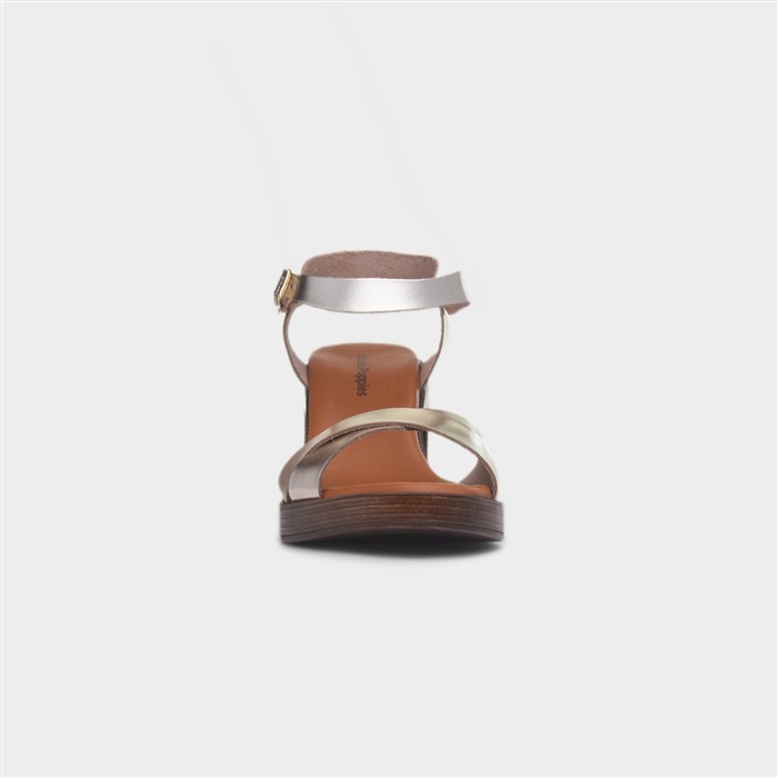 Georgia Womens Gold Leather Heel