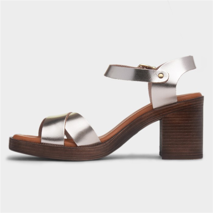 Georgia Womens Gold Leather Heel