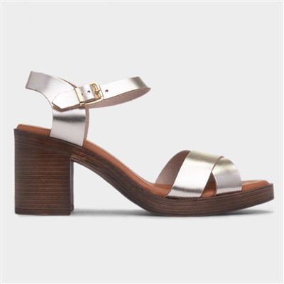 Georgia Womens Gold Leather Heel