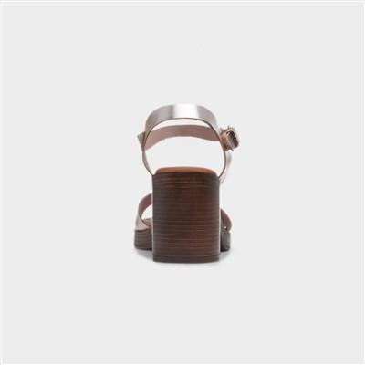 Georgia Womens Gold Leather Heel