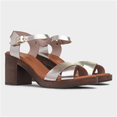 Georgia Womens Gold Leather Heel