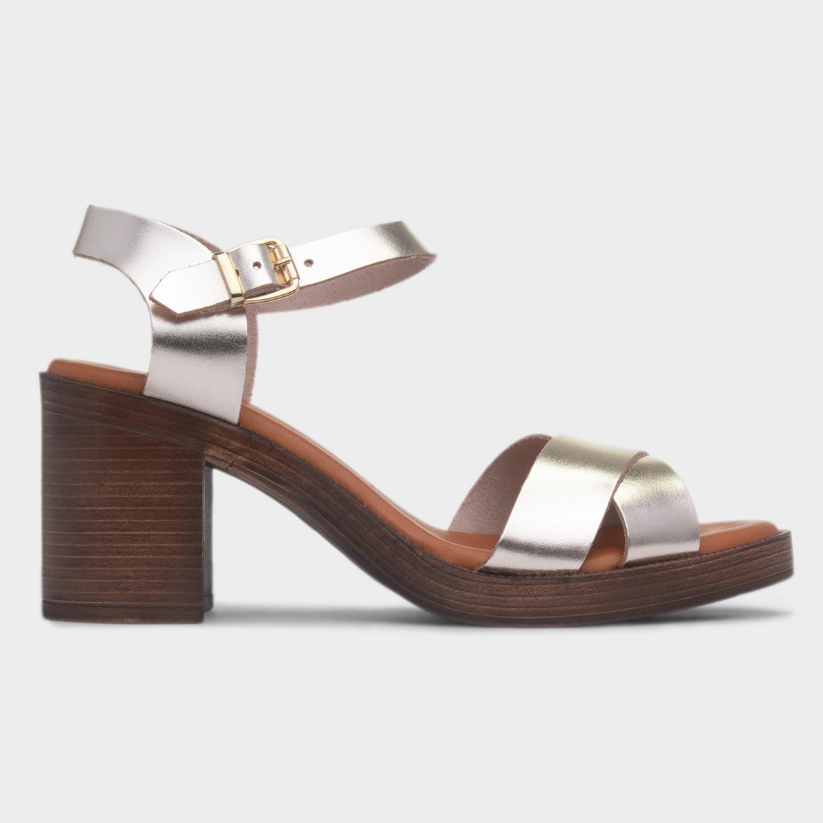 Georgia Womens Gold Leather Heel