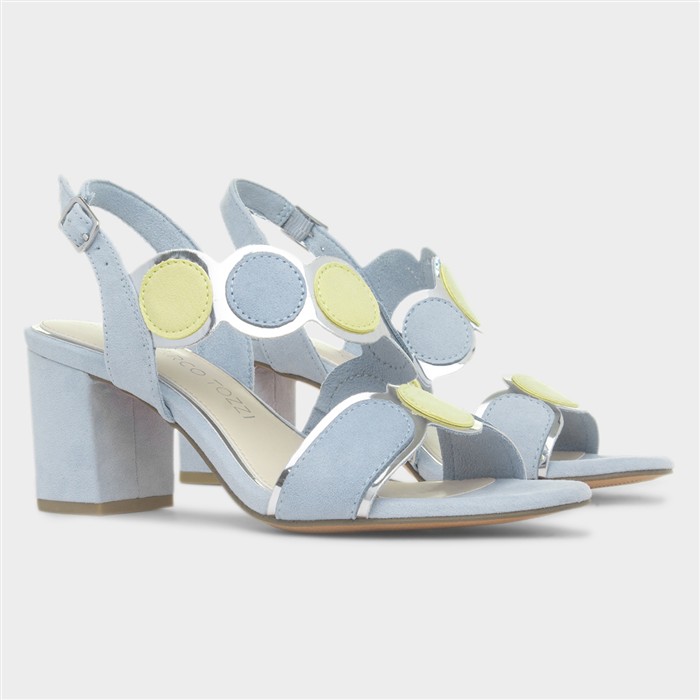 Womens Blue Heeled Vegan Sandal