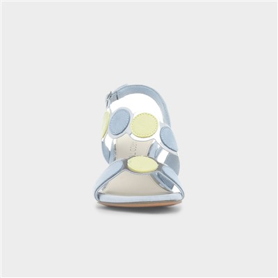 Womens Blue Heeled Vegan Sandal