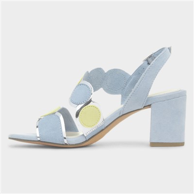 Womens Blue Heeled Vegan Sandal