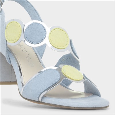 Womens Blue Heeled Vegan Sandal