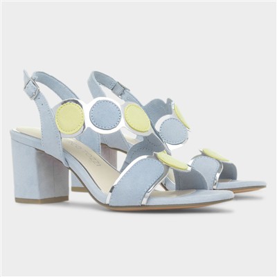 Womens Blue Heeled Vegan Sandal