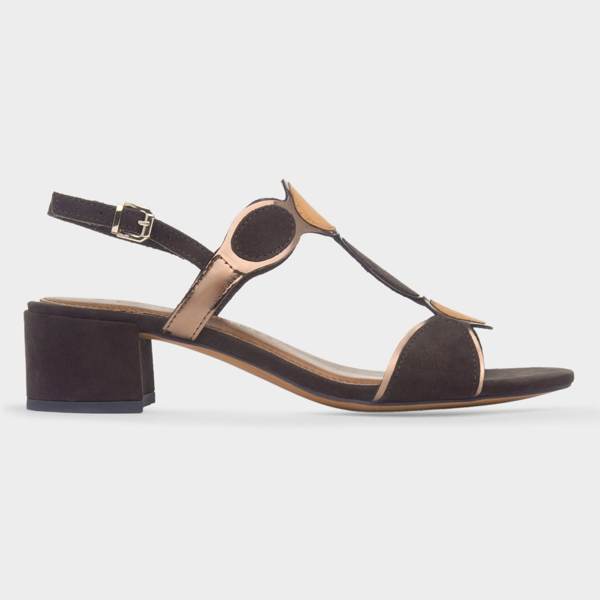 Womens Chocolate Block Heel Sandal