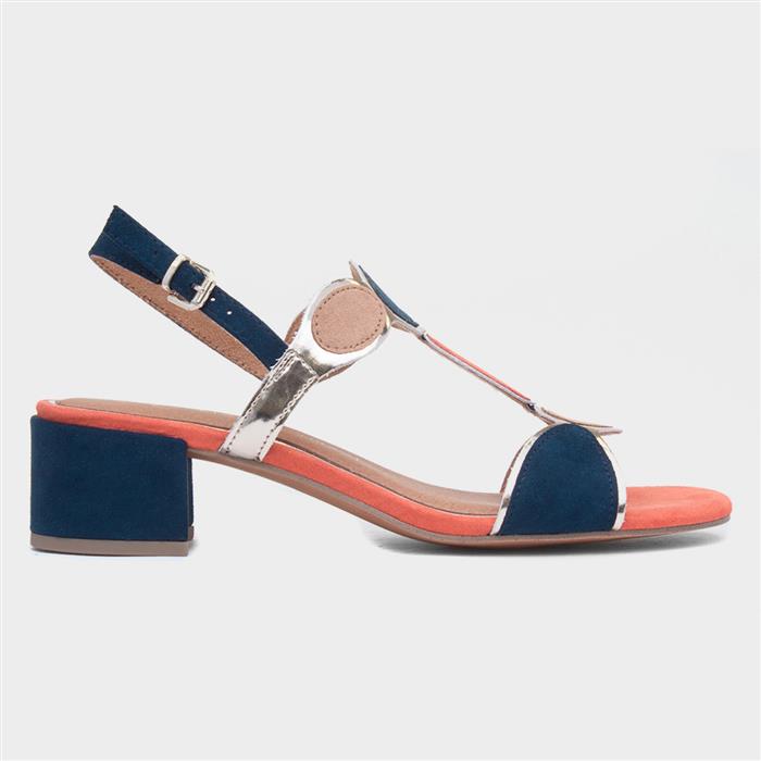 Marco Tozzi Women's Blue Navy Buckle Block Heel Sandal Size 40