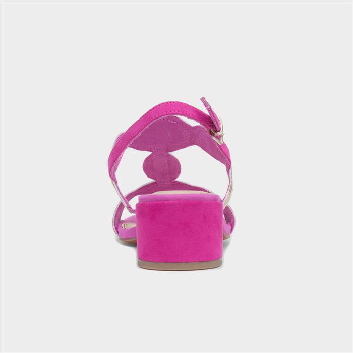 Womens Pink Buckle Block Heel Sandal