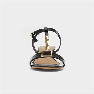 Blaze Womens Black Patent Buckle T-Bar Heel