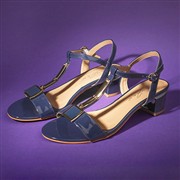 Lunar Blaze Womens Navy Patent Buckle T-Bar Heel (Click For Details)