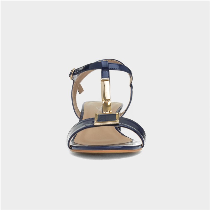 Blaze Womens Navy Patent Buckle T-Bar Heel