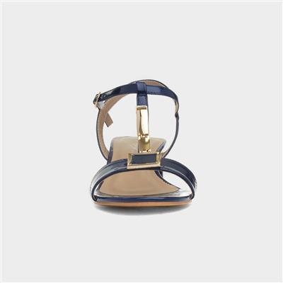 Blaze Womens Navy Patent Buckle T-Bar Heel