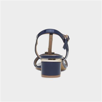 Blaze Womens Navy Patent Buckle T-Bar Heel
