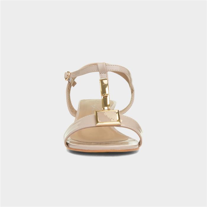 Blaze Womens Nude Patent Buckle T-Bar Heel