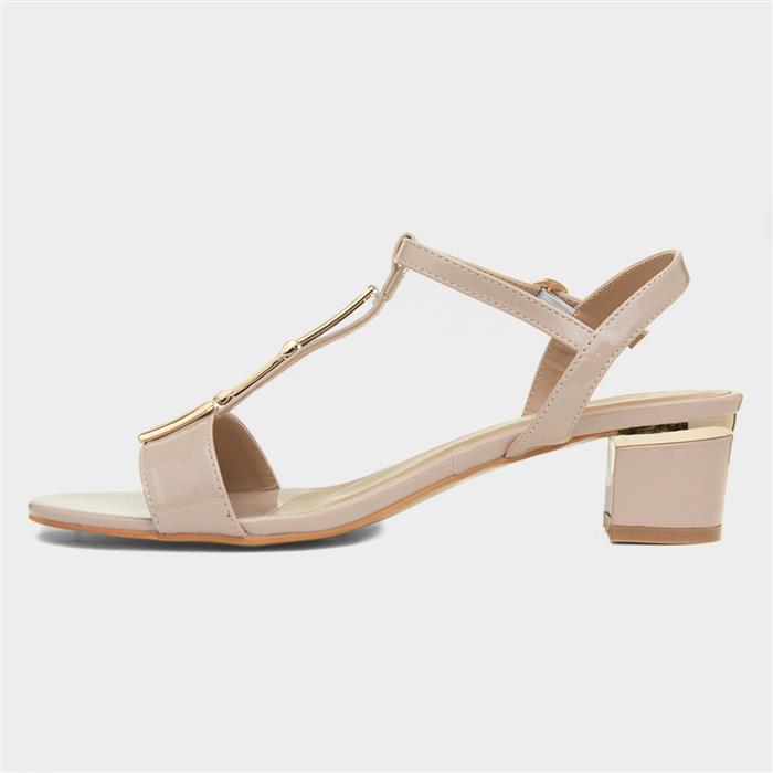 Blaze Womens Nude Patent Buckle T-Bar Heel