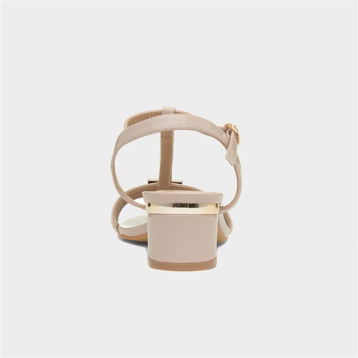 Blaze Womens Nude Patent Buckle T-Bar Heel