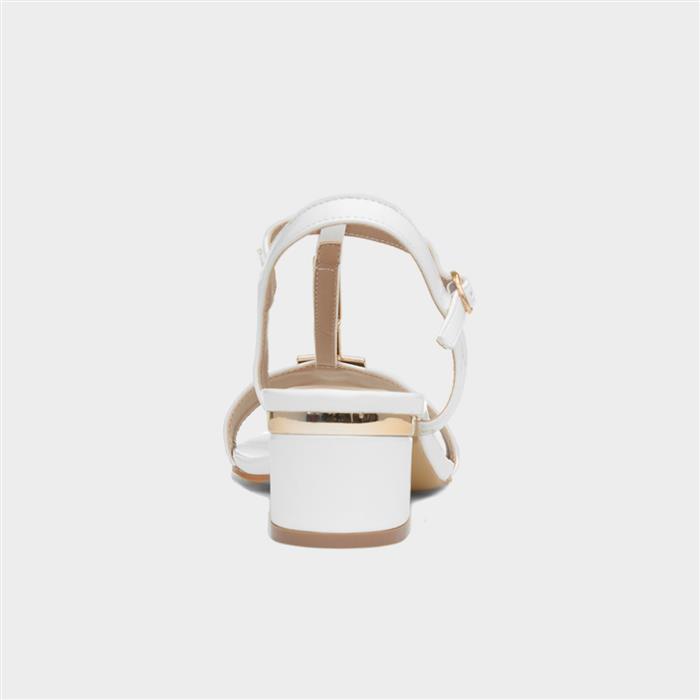 Blaze Womens White Patent Buckle T-Bar Heel