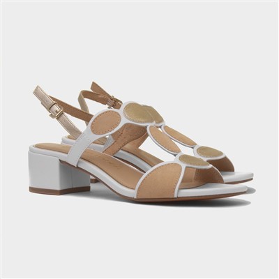 Womens White Vegan Heeled Sandal