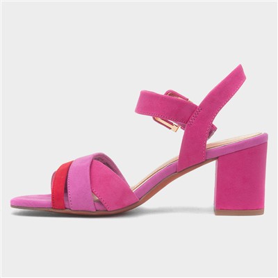 Womens Pink Buckle Heel