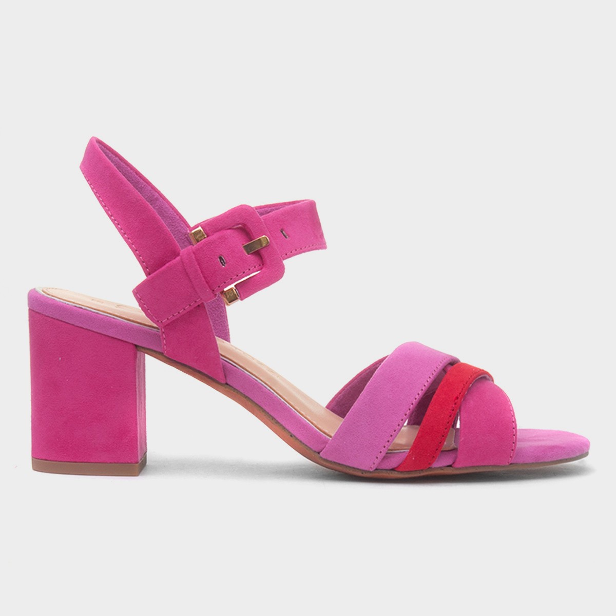 Womens Pink Buckle Heel