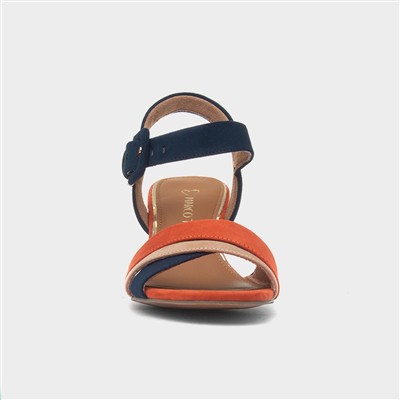 Womens Navy Buckle Heel