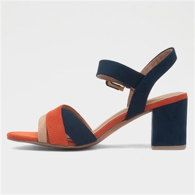 Womens Navy Buckle Heel