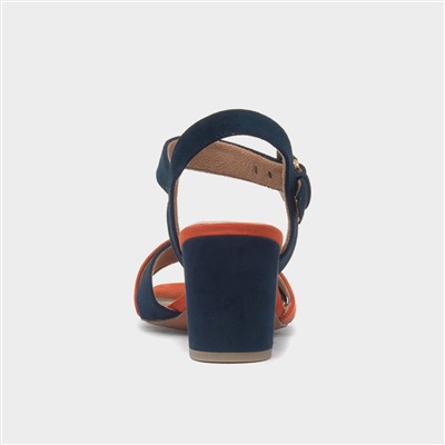 Womens Navy Buckle Heel