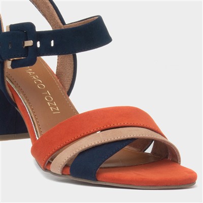 Womens Navy Buckle Heel