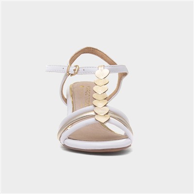 Womens White Heart T-Bar Heel